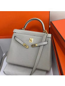 Hermes Kelly 25cm/28cm/32cm Togo Leather Bag Light Grey(Gold Hardware)