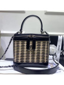 Chanel Rattan Woven Small Vanity Case AS1352 Black/Beige 2020