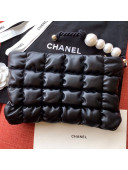 Chanel Quilted Lambskin Pearl Large Evening Clutch AS0630 Black 2019