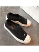 Chanel CC Canvas Lace-up Sneaker Black/White 2019