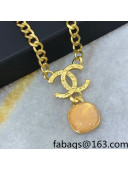 Chanel Stone Pendant Necklace Yellow 2021 52