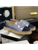 Chanel Embroidered CC Lambskin Espadrilles Silver 2021 33