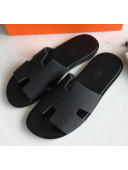 Hermes Izmir Sandal For Men in Togo Calfskin Black 2020 (Handmade)