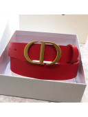 Dior Reversible Calfskin Belt 30mm with CD Buckle Red 