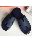 Hermes Izmir Sandal For Men in Togo Calfskin Navy Blue 2020 (Handmade)