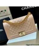 Chanel Quilted Original Haas Caviar Leather Medium Boy Flap Bag Nude Pink/Gold (Top Quality)