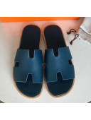 Hermes Izmir Sandal For Men in Epsom Calfskin Denim Blue 2020 (Handmade)