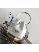 Prada Leather Bucket Bag 1BE018 White 2019