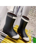 Chanel Rain Short Boots Black/White 2021 1111115