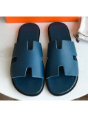 Hermes Izmir Sandal For Men in Epsom Calfskin Denim Blue/Black 2020 (Handmade)