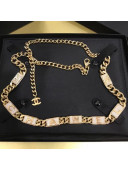 Chanel Logo Metal Chain Belt AB3758 Gold/Crystal 2021