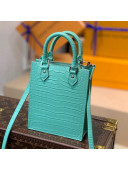 Louis Vuitton Petit Sac Plat Mini Tote Bag in Crocodile Embossed Leather N99487 Aqua Green 2021