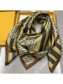 Fendi Silk FF Stripes Check Square Scarf 90x90cm 2019