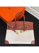 Hermes Bi-color Swift Leather And Canvas Birkin 35cm Bag (Gole-tone Hardware)