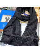 Louis Vuitton LV Timeless Monogram Cashmere Scarf 47x200cm Black 2019