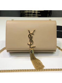 Saint Laurent Kate Small Chain and Tassel Bag in Smooth Leather 474366 Beige/Gold  