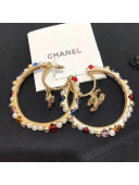 Chanel Colored Pearl Hoop Earrings AB3195 2019