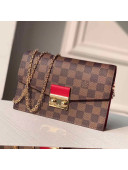 Louis Vuitton Croisette Damier Ebene Canvas Chain Wallet N60288 Red 2019