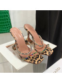 Amina Muaddi Animal Print Colored Crystal High Heel Slide Sandals 9.5cm 2022