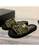 Chanel Braided Knit Flat Slide Sandals G38189 Black/Gold 2022