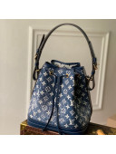 Louis Vuitton Petite Noe Bucket Bag in Faded Denim Jacquard M59606 Navy Blue 2022