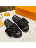 Louis Vuitton Pool Pillow Comfort Monogram Suede Slide Sandals Black 2022