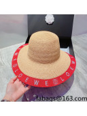 Loewe Straw Wide Brim Hat Beige/Red 2022 033120