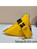 Prada Leather Triangle Shoulder Bag 1BH190 Yellow 2021