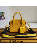 Prada Saffiano Leather Monochrome Top Handle Bag 1BA269 Yellow 2022