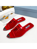 Prada TPU Flat Mules Red 2022 032380