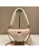 Prada Signaux Shearling Triangle Pouch Bag Triangle Pink 2023