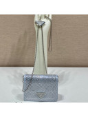  Prada Card Holder with Shoulder Strap and Crystals 1MR024 Silver 2023