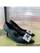 Roger Vivier Satin Crystal Buckle Pumps 6.5cm Black 2022 27