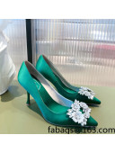 Roger Vivier Satin Crystal Buckle Pumps 8.5cm Green 2022 33