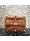 Valentino Large Roman Stud The Shoulder Bag in Grainy Calfskin 1129L Brown 2022