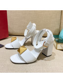 Valentino One Stud Lambskin Sandals 9cm White 2022 72