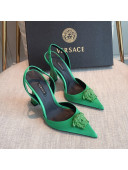 Versace Silk Slingback Pumps 11cm Green 2022 031931