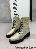 Balmain Quilted Calfskin B Buckle Ankle Boots Gold 2021 120427