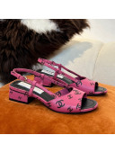 Chanel CC Allover Printed Lambskin Low Heel Sandals 3.5cm G38976 Dark Pink 2022