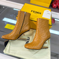 Fendi First Leather F Heel Ankle Boots 8cm Tan Brown 2021 111603