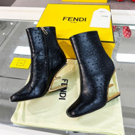 Fendi First Leather F Heel Ankle Boots 8cm Black 2021 111604