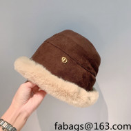 Dior Shearling Bucket Hat Dark Brown 2021 49