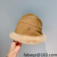 Dior Shearling Bucket Hat Camel Brown/White 2021 50