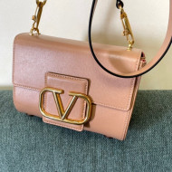 Valentino Stud Sign Grainy Calfskin Shoulder Bag 0777 Nude 2022