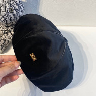 Dior Velvet Beret Hat Black 2021