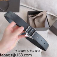 Bottega Veneta Leather Belt 3.5cm with Sqaure Buckle Dark Grey 06 2021