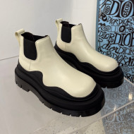 Bottega Veneta Tire Calfskin Short Chelsea Boots White/Black 2021 112057