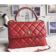 Chanel Small Trendy CC Flap Bag With Top Handle Red (Gold Hardware)