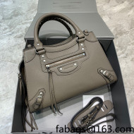 Balenciaga Neo Classic Small Bag in Grained Calfskin Khaki Grey/Silver 2021 638511