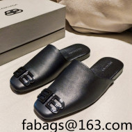 Balenciaga BB Lambskin Flat Mules All Black 2021 21